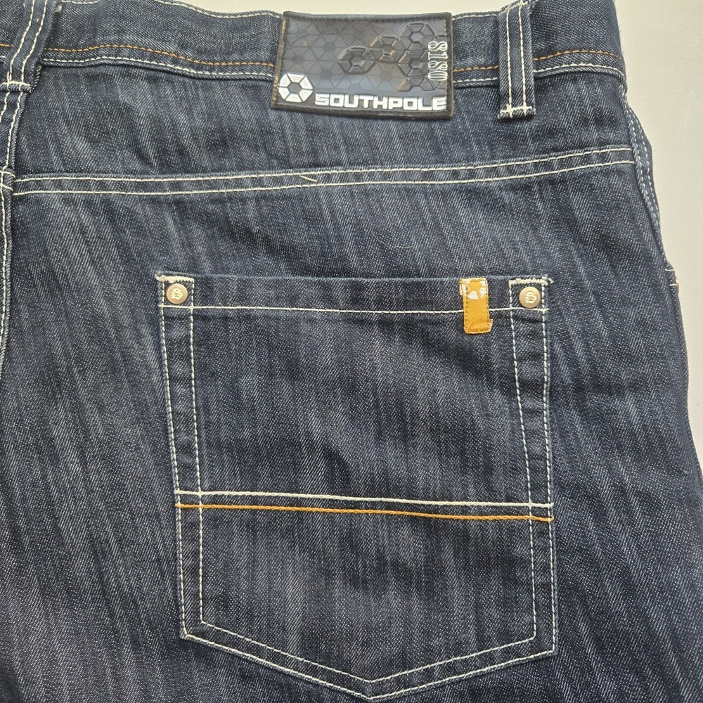 Southpole Jeans Yellow Tab Size 42x33 Baggy‎ Loose Denim Vintage Y2K NO Button